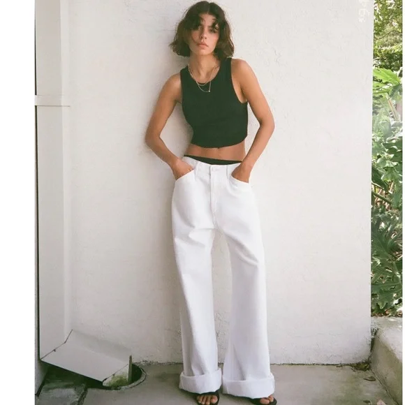 パンツ zara trf super wide leg low rise TRF LOW RISE WIDE LEG JEANS - Blue | ZARA United States